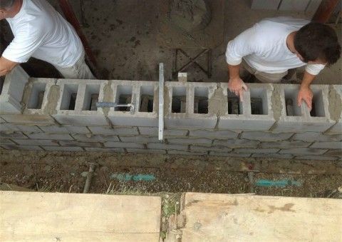 Basement wall replacement in progress during basement waterproofing in Medina